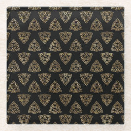 ZWARTE EN GOUDE IERSE CELTISCHE KENNIS EN KROSSEN GLAZEN ONDERZETTER