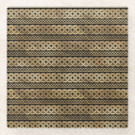 ZWARTE EN GOUDE IERSE CELTISCHE KENNIS EN KROSSEN GLAZEN ONDERZETTER