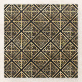 ZWARTE EN GOUDE IERSE CELTISCHE KENNIS EN KROSSEN GLAZEN ONDERZETTER (Voorkant)