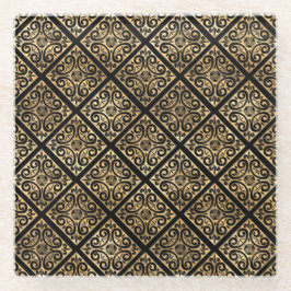 ZWARTE EN GOUDE IERSE CELTISCHE KENNIS EN KROSSEN GLAZEN ONDERZETTER