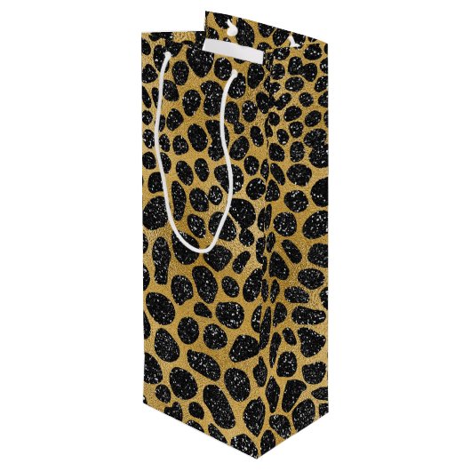 ZWARTE EN GOUDE LEOPARD-SPOTS WIJN CADEAUTAS (Achterkant Gekanteld)