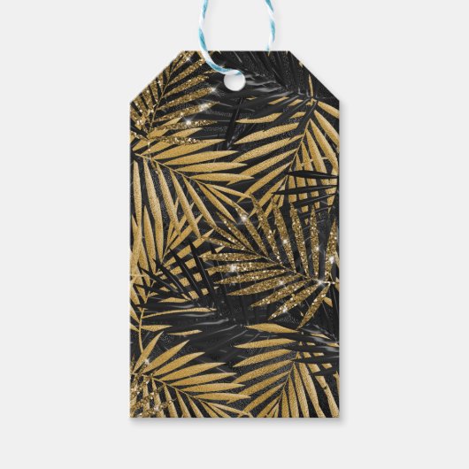 ZWARTE EN GOUDE TROPISCHE LEIDINGEN CADEAULABEL (Voorkant)