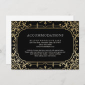 Zwarte en goudelegante bruiloft informatiekaartje (Voorkant / Achterkant)