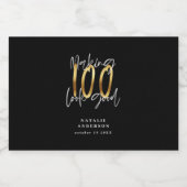 Zwarte en gouden 100e verjaardag voor likeurfles etiket (Enkel label)