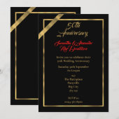 Zwarte en gouden 50ste huwelijksverjaardag kaart (Voorkant / Achterkant)