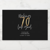 Zwarte en gouden 70ste verjaardag likeurfles etiket (Enkel label)