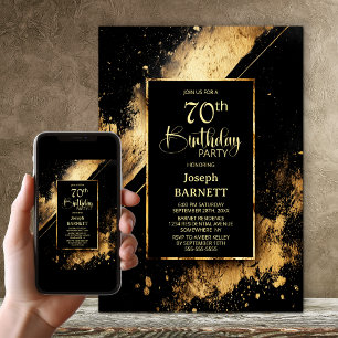 Zwarte en gouden 70ste verjaardagsfeestje kaart