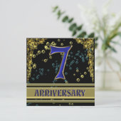 Zwarte en gouden 7-jarig jubileumfeest kaart (Staand voorkant)
