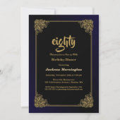 Zwarte en gouden 80e verjaardag kaart (Voorkant)