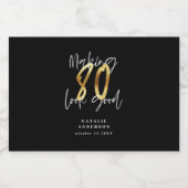 Zwarte en gouden 80ste verjaardag likeurfles etiket (Enkel label)