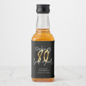 Zwarte en gouden 80ste verjaardag likeurfles etiket (Voorkant)