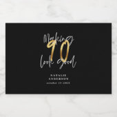 Zwarte en gouden 90e verjaardag likeurfles etiket (Enkel label)
