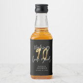 Zwarte en gouden 90e verjaardag likeurfles etiket (Voorkant)