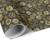 Zwarte en gouden Abstracte kerstsnowflakes 2 Cadeaupapier (Rol Hoek)