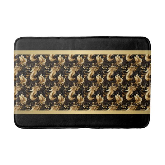 Zwarte en gouden abstracte patroon chic badmat (Voorkant)