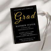 Zwarte en gouden afstudeerfeest uitnodiging