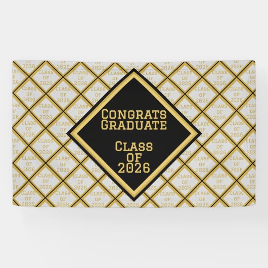 Zwarte en Gouden Afstuderen | 2026 Spandoek (Horizontaal)