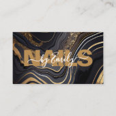 Zwarte en Gouden Agaat Marmeren Nail Artiest Visitekaartje (Voorkant)