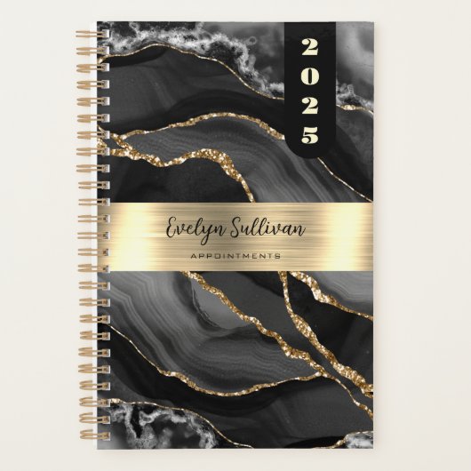 Zwarte en gouden agaat planner (Voorkant)