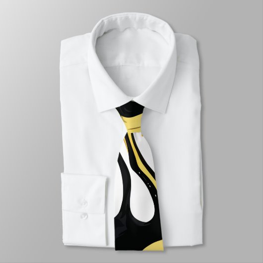 Zwarte en gouden alcoholische inktmarmer stropdas (Gebonden)