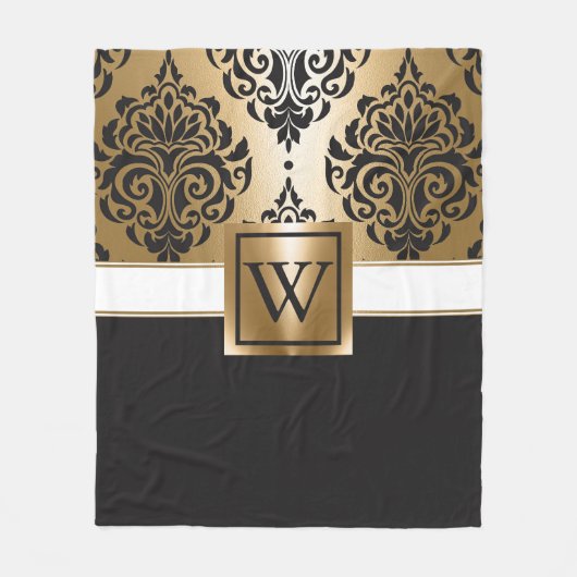 Zwarte en gouden arabieren fleece deken (Voorkant)