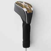 Zwarte en gouden arabieren golfheadcover (Schuin)