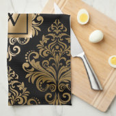 Zwarte en gouden arabieren theedoek (Quarter Fold)