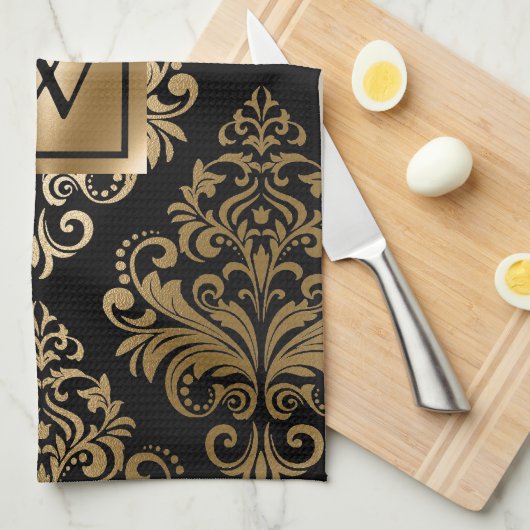 Zwarte en gouden arabieren theedoek (Quarter Fold)