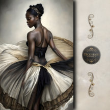 Zwarte en gouden ballerina in vloeiende tule decou