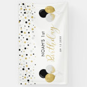 Zwarte en gouden ballon, eerste kinderen, geboorte spandoek (Verticaal)