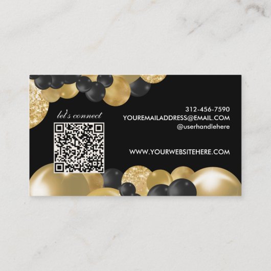 Zwarte en gouden ballon Garland ballonartiest Visitekaartje (Achterkant)