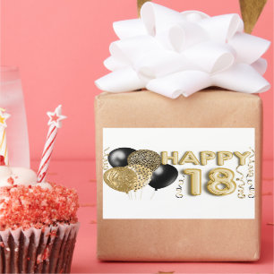 Zwarte en gouden ballonnen 18e verjaardag rechthoekige sticker