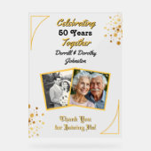 Zwarte en gouden ballonnen 50e Jubileum Acryl Bord (Voorkant)