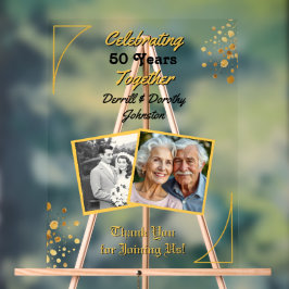 Zwarte en gouden ballonnen 50e Jubileum Acryl Bord