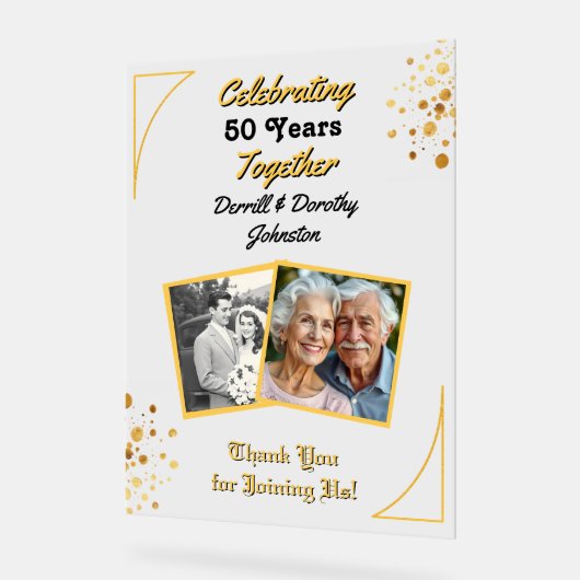 Zwarte en gouden ballonnen 50e Jubileum Acryl Bord (Hoek)