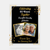 Zwarte en gouden ballonnen 50e Jubileum Acryl Bord (Voorkant)