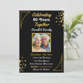 Zwarte en gouden ballonnen 50e Jubileum Kaart (Staand voorkant)