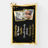 Zwarte en gouden ballonnen 50e Jubileum Spandoek (Verticaal)