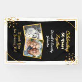 Zwarte en gouden ballonnen 50e Jubileum Spandoek (Horizontaal)