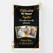 Zwarte en gouden ballonnen 50e Jubileum Spandoek (Verticaal)