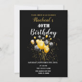 Zwarte en gouden ballonnen | Geboortedag Kaart (Voorkant)