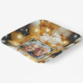 Zwarte en gouden ballonnen | Gepersonaliseerd Jubi Papieren Bordje (Gebogen)