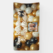 Zwarte en gouden ballonnen | Gepersonaliseerd Jubi Spandoek (Verticaal)