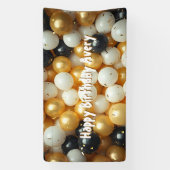 Zwarte en gouden ballonnen | Gepersonaliseerde ver Spandoek (Verticaal)