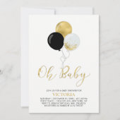 Zwarte en gouden ballonnen | Oh Baby Boy Baby show Kaart (Voorkant)