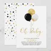 Zwarte en gouden ballonnen | Oh Baby Boy Baby show Kaart (Voorkant / Achterkant)