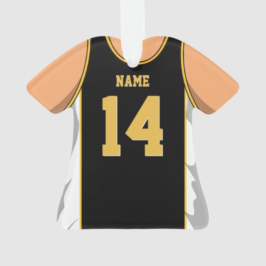 Zwarte en gouden Basketball Ornament (achterkant)
