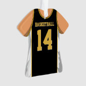 Zwarte en gouden Basketball Ornament (voorkant)