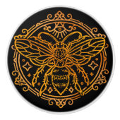 Zwarte en gouden bendes keramische knop (Voorkant)