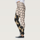 Zwarte en gouden bijen en roze honingraat leggings (Links)